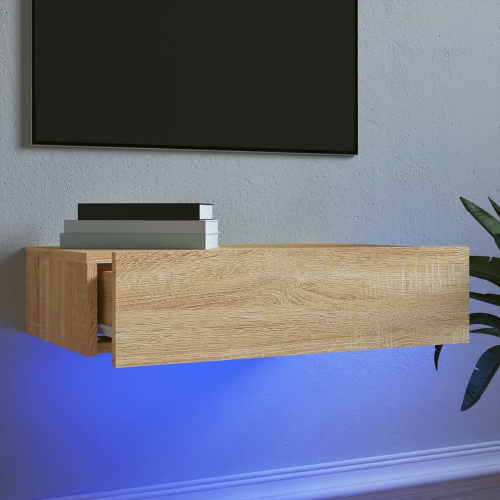 Tv-meubel met LED-verlichting 60x35x15,5 cm sonoma eikenkleurig is nu te koop bij PeponiXL, paradijselijk wonen!