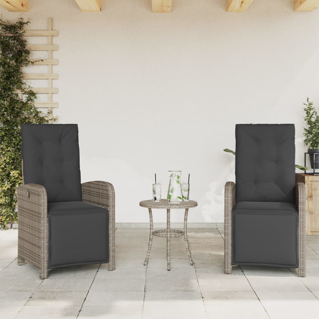 Tuinstoelen 2 st verstelbaar met voetensteun poly rattan grijs is nu te koop bij PeponiXL, paradijselijk wonen!