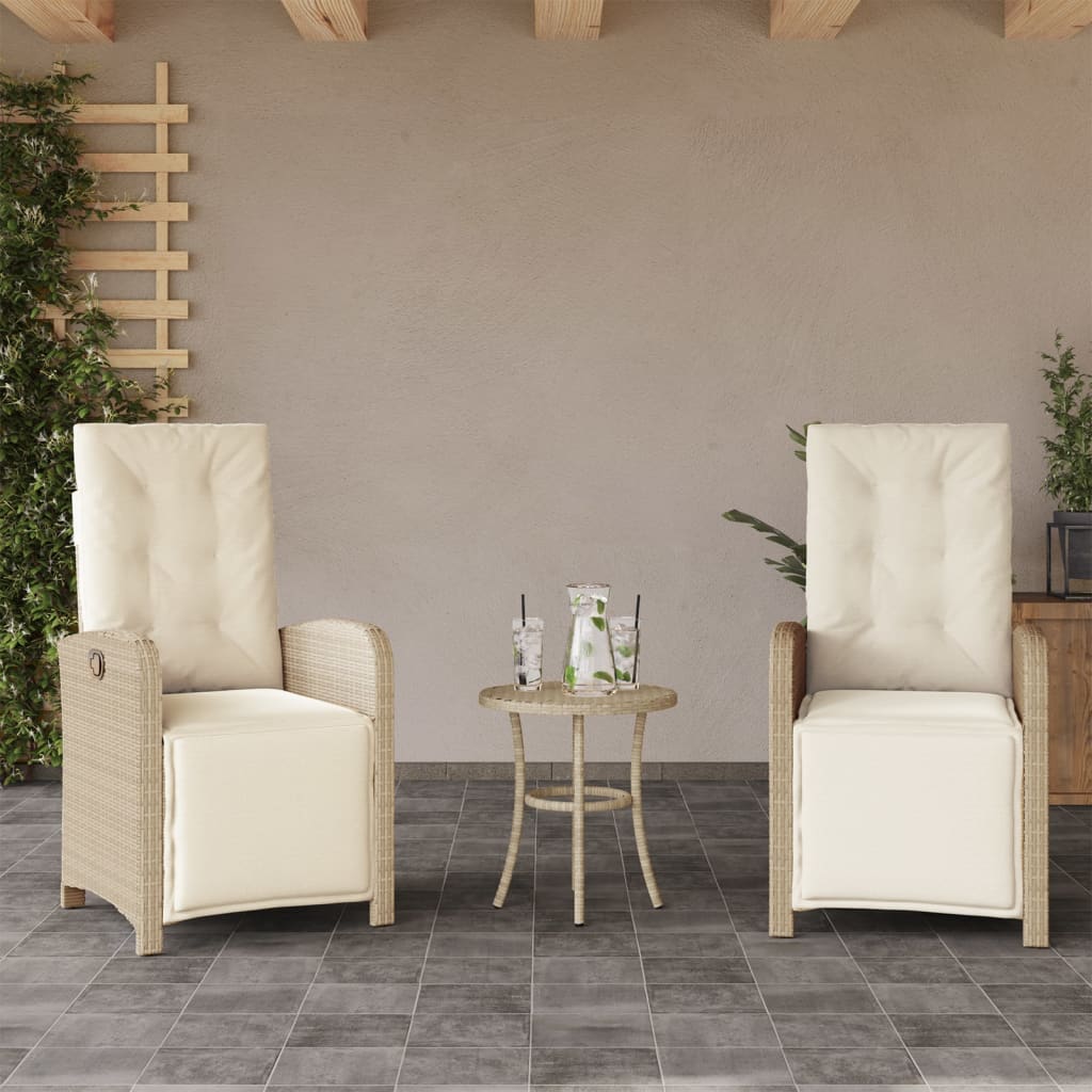 Tuinstoelen 2 st verstelbaar met voetensteun poly rattan beige is nu te koop bij PeponiXL, paradijselijk wonen!