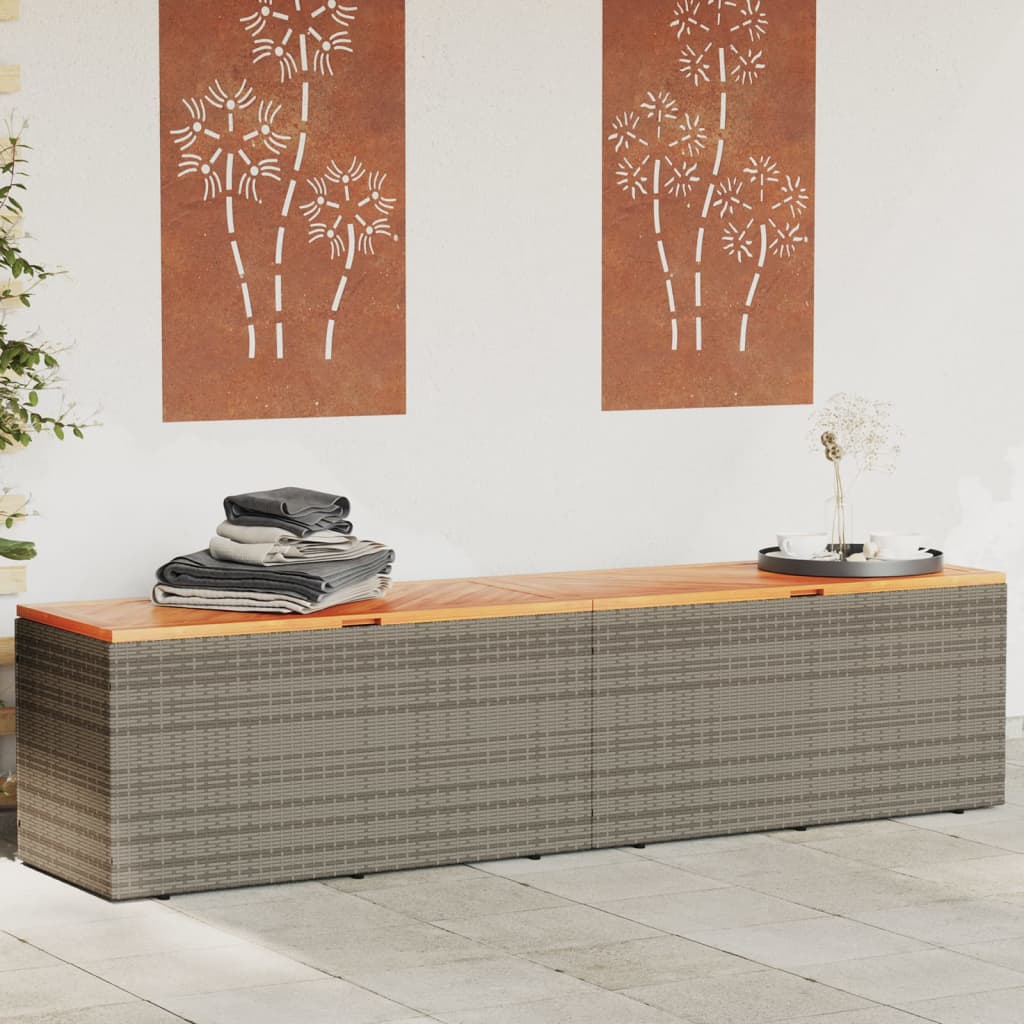 Tuinbox 220x50x54 cm poly rattan en acaciahout grijs is nu te koop bij PeponiXL, paradijselijk wonen!
