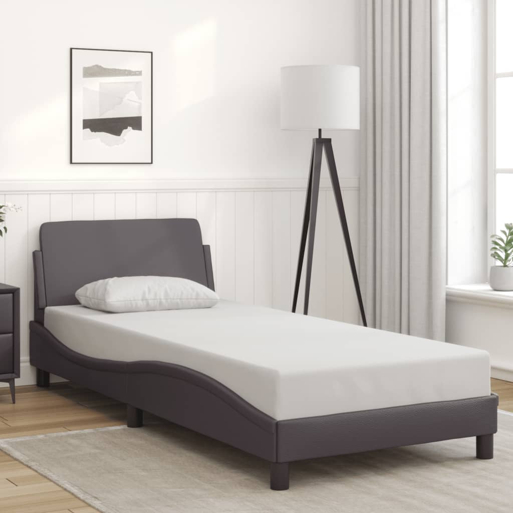 Bedframe "Dover" kunstleer grijs 90x190 cm is nu te koop bij PeponiXL, paradijselijk wonen!