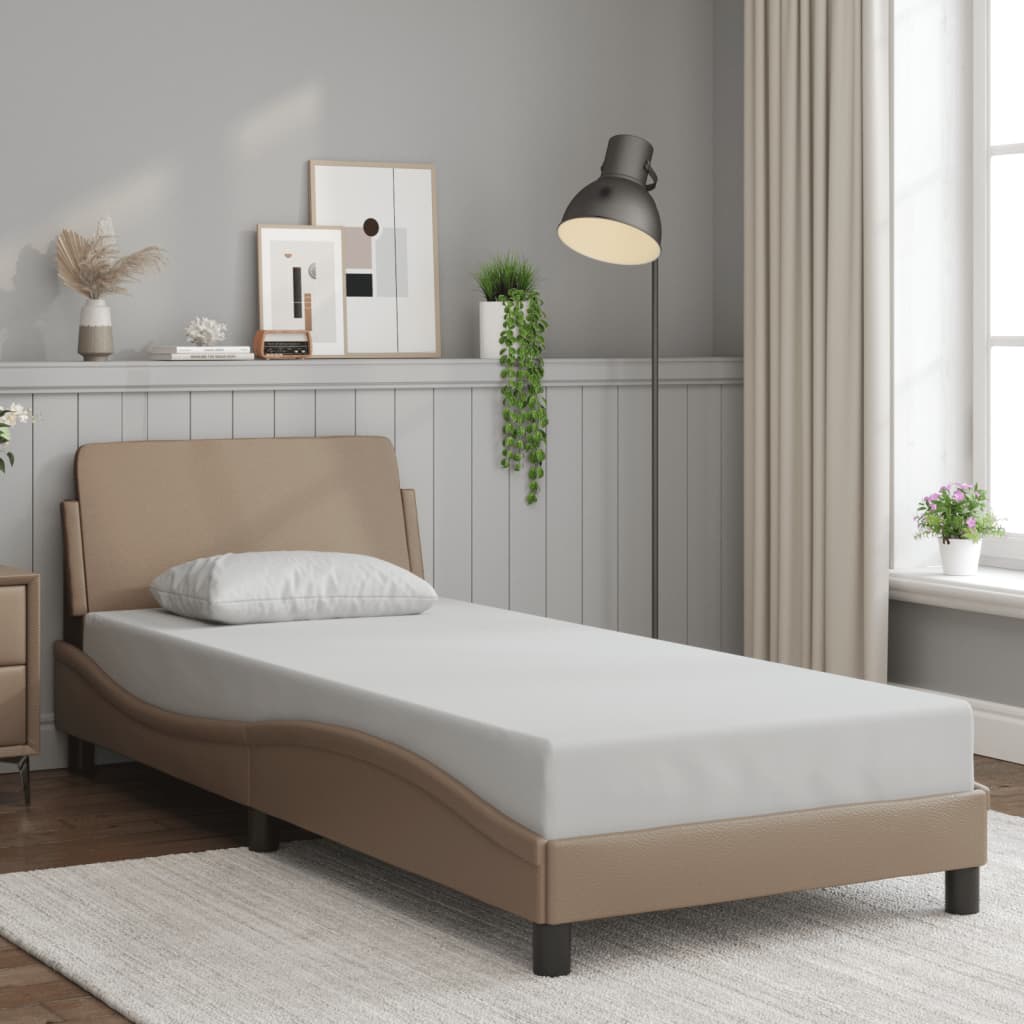Bedframe "Dover" kunstleer cappucinnokleurig 90x190 cm is nu te koop bij PeponiXL, paradijselijk wonen!