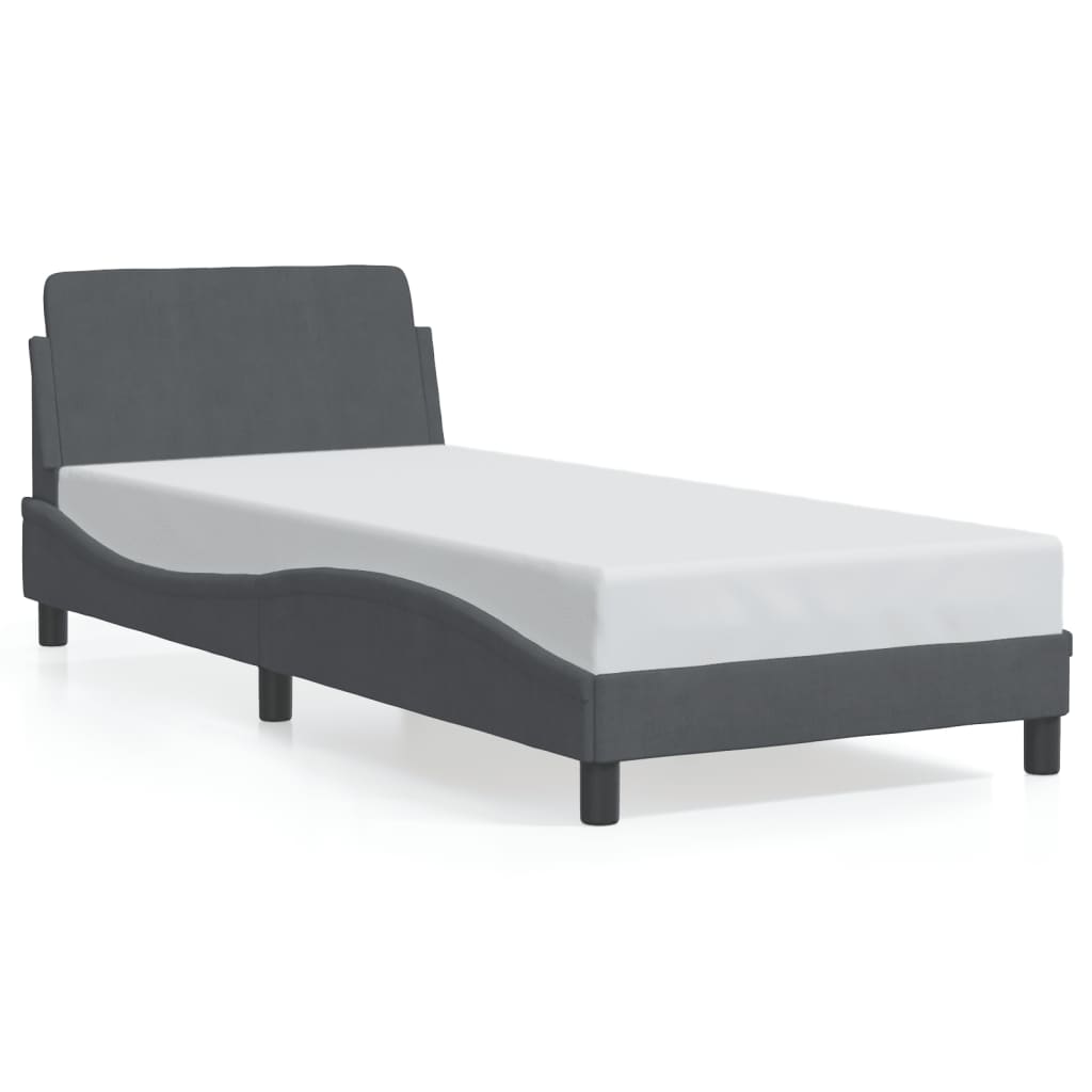 Bedframe "Dover" 90x200 cm fluweel donkergrijs is nu te koop bij PeponiXL, paradijselijk wonen!