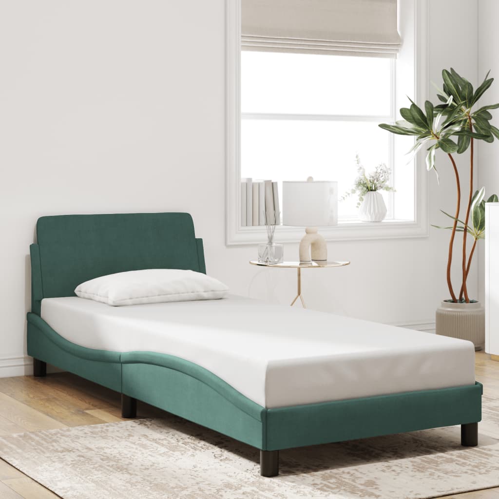 Bedframe "Dover" 90x200 cm fluweel donkergroen is nu te koop bij PeponiXL, paradijselijk wonen!