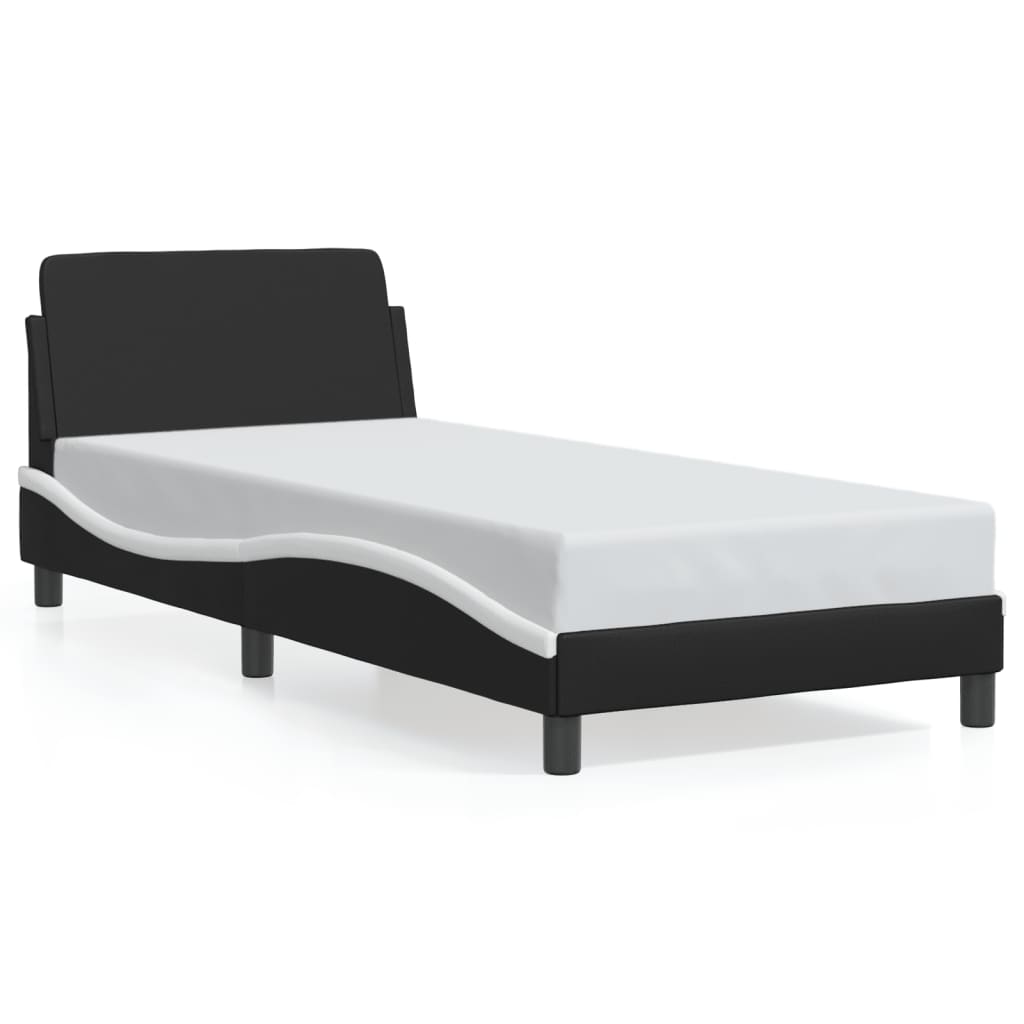 Bedframe "Dover" kunstleer zwart en wit 90x200 cm is nu te koop bij PeponiXL, paradijselijk wonen!