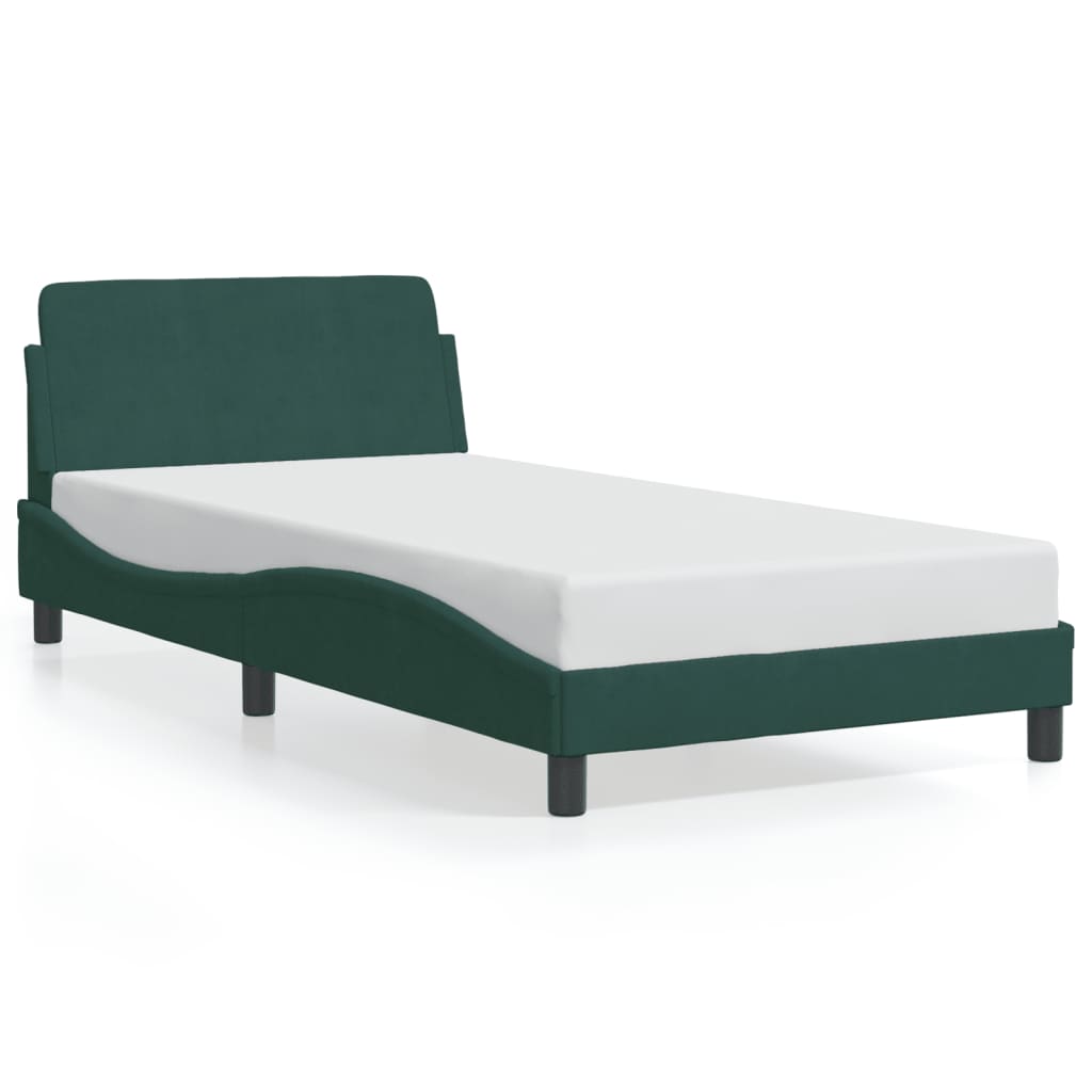 Bedframe "Dover" 100x200 cm fluweel donkergroen is nu te koop bij PeponiXL, paradijselijk wonen!