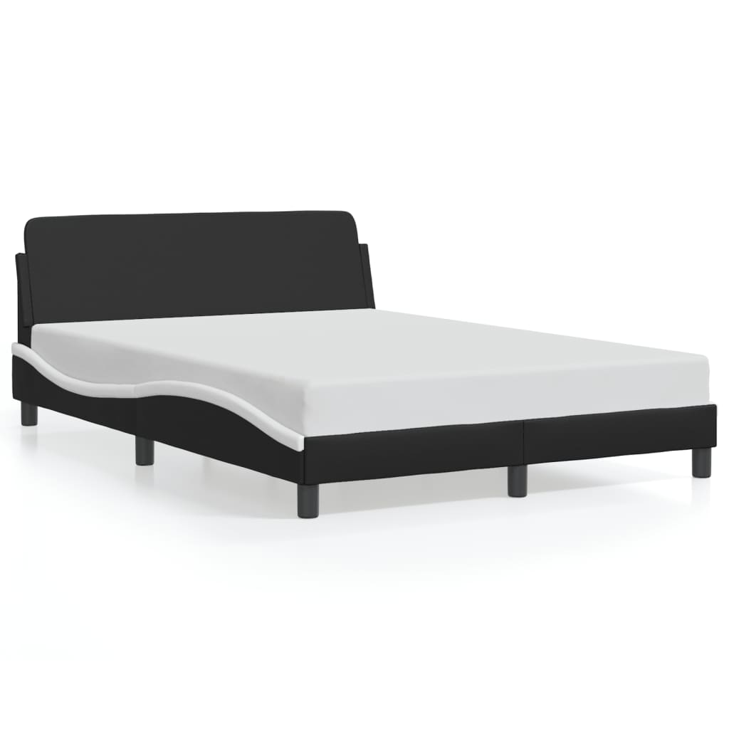 Bedframe "Dover" kunstleer zwart en wit 140x200 cm is nu te koop bij PeponiXL, paradijselijk wonen!