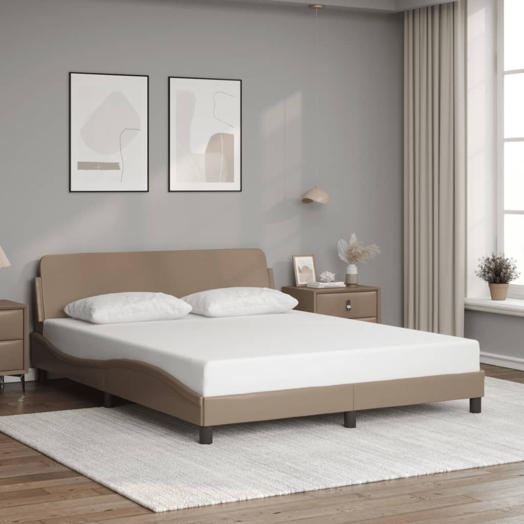 Bedframe "Dover" kunstleer cappuccinokleurig 160x200 cm is nu te koop bij PeponiXL, paradijselijk wonen!