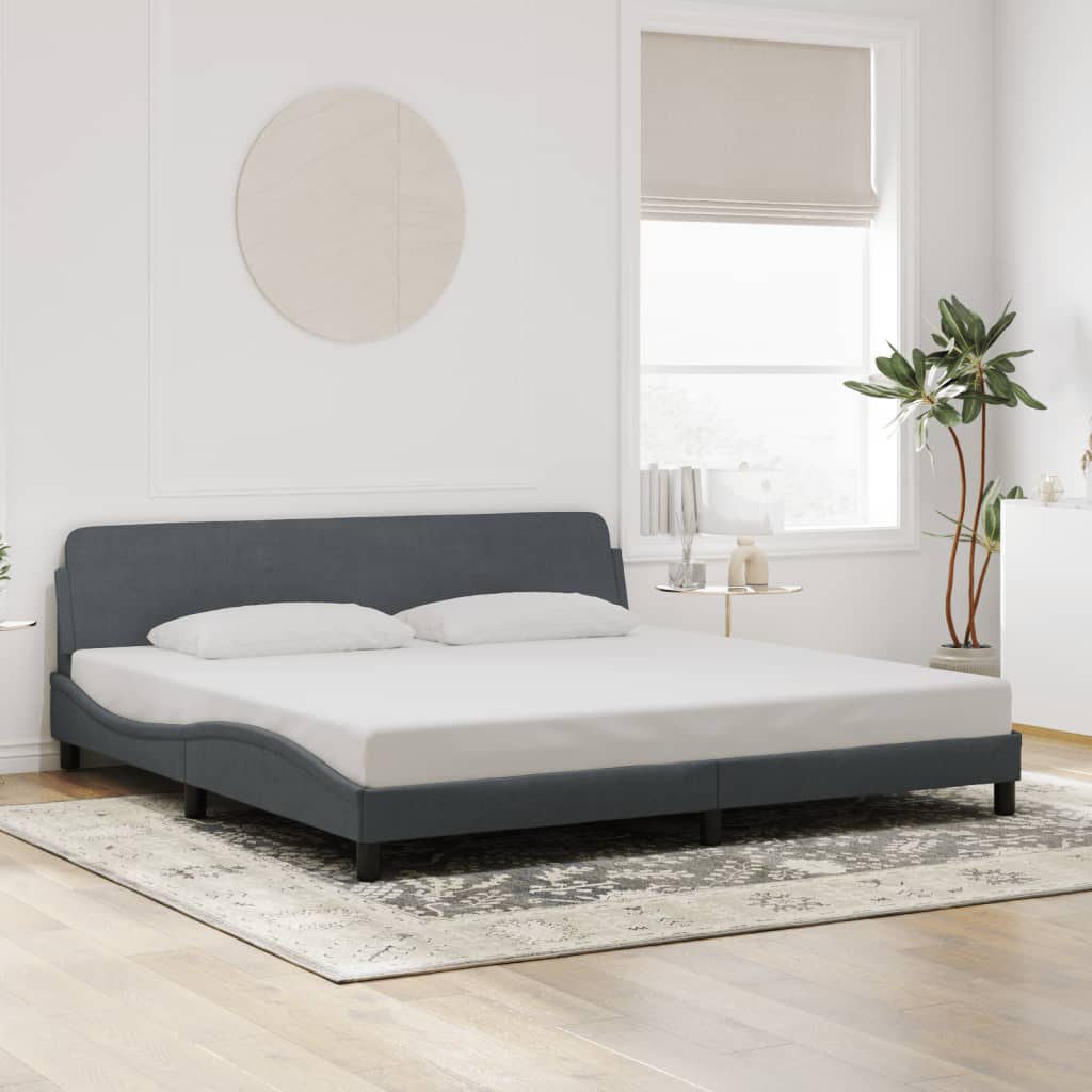 Bedframe "Dover" 200x200 cm fluweel donkergrijs is nu te koop bij PeponiXL, paradijselijk wonen!