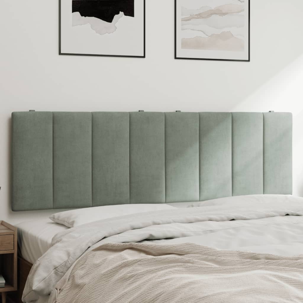 Hoofdbordkussen "Hanko" 152 cm fluweel lichtgrijs is nu te koop bij PeponiXL, paradijselijk wonen!