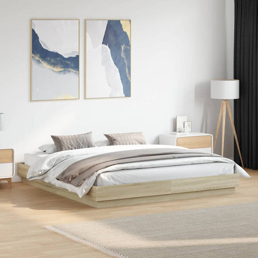 Bedframe met LED-verlichting sonoma eikenkleurig 180x200 cm is nu te koop bij PeponiXL, paradijselijk wonen!