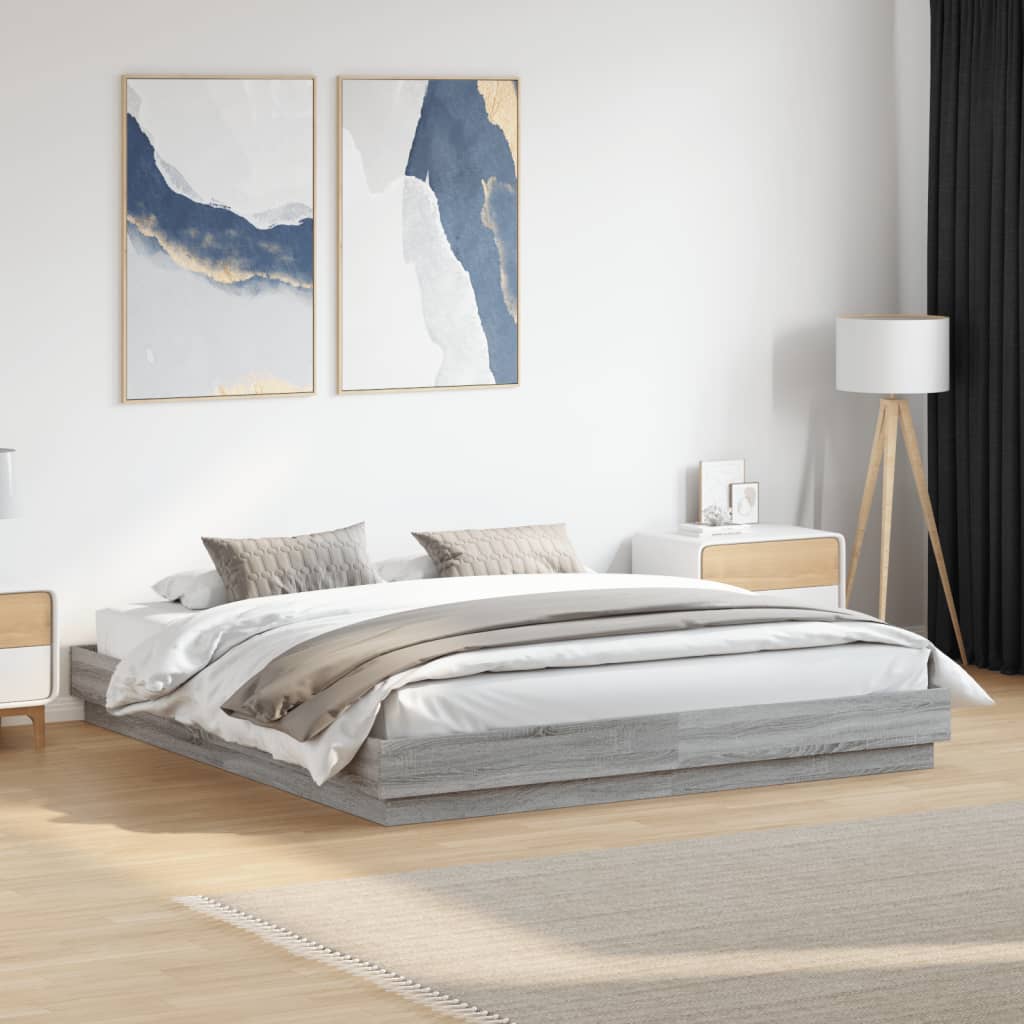 Bedframe met LED-verlichting grijs sonoma eikenkleur 180x200 cm is nu te koop bij PeponiXL, paradijselijk wonen!