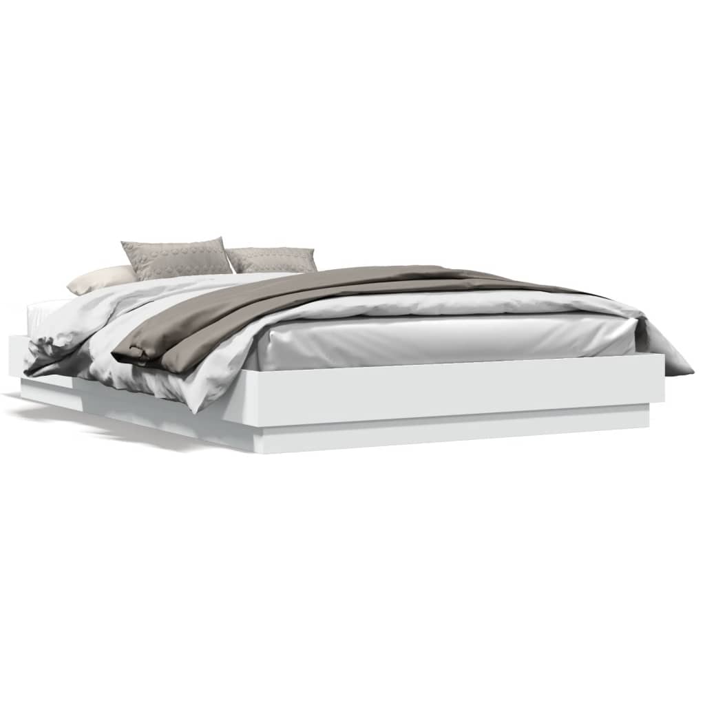 Bedframe met LED-verlichting wit 150x200 cm is nu te koop bij PeponiXL, paradijselijk wonen!