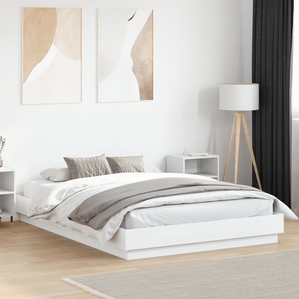Bedframe bewerkt hout wit 150x200 cm is nu te koop bij PeponiXL, paradijselijk wonen!