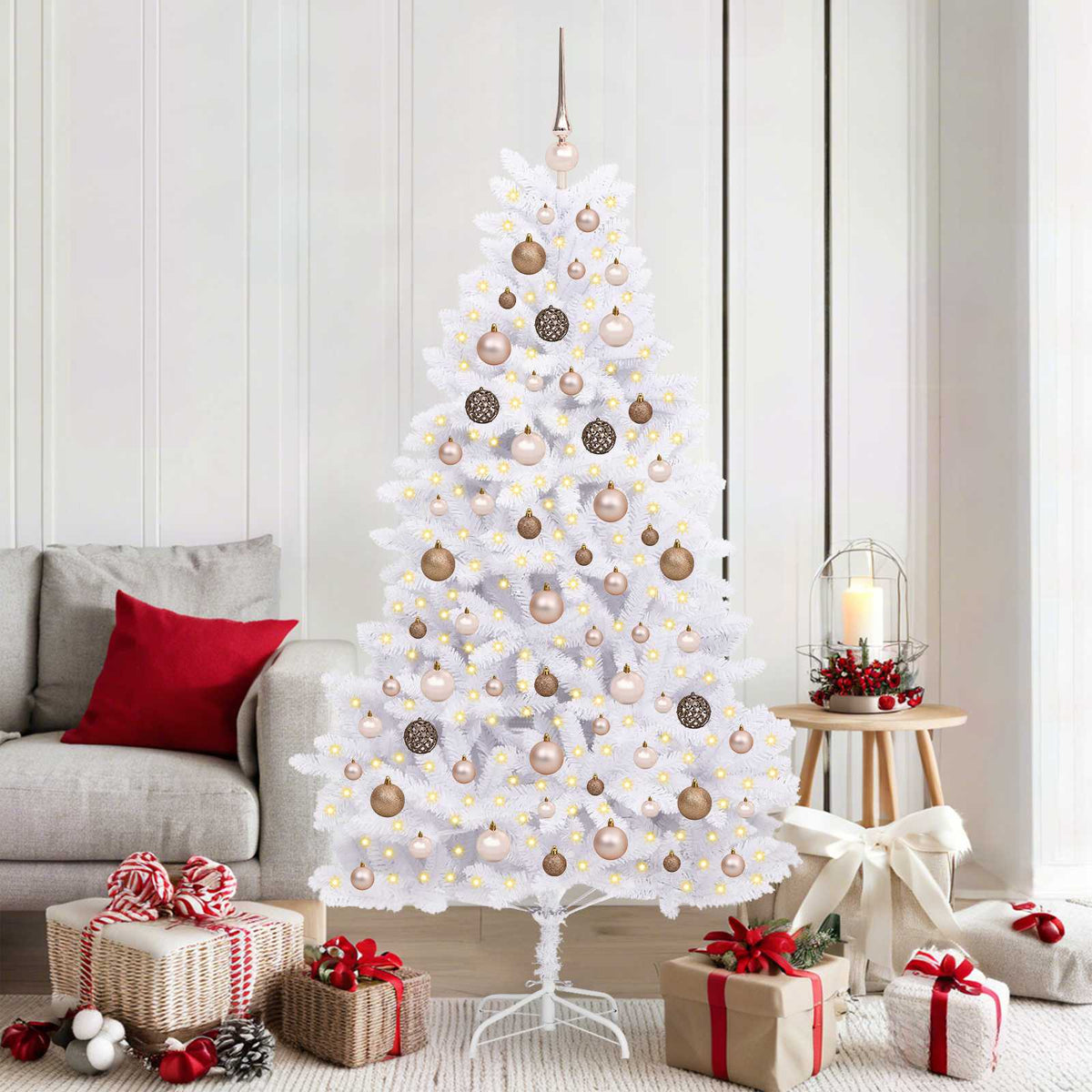 Kunstkerstboom 180 cm PVC en staal Wit is nu te koop bij PeponiXL, paradijselijk wonen!
