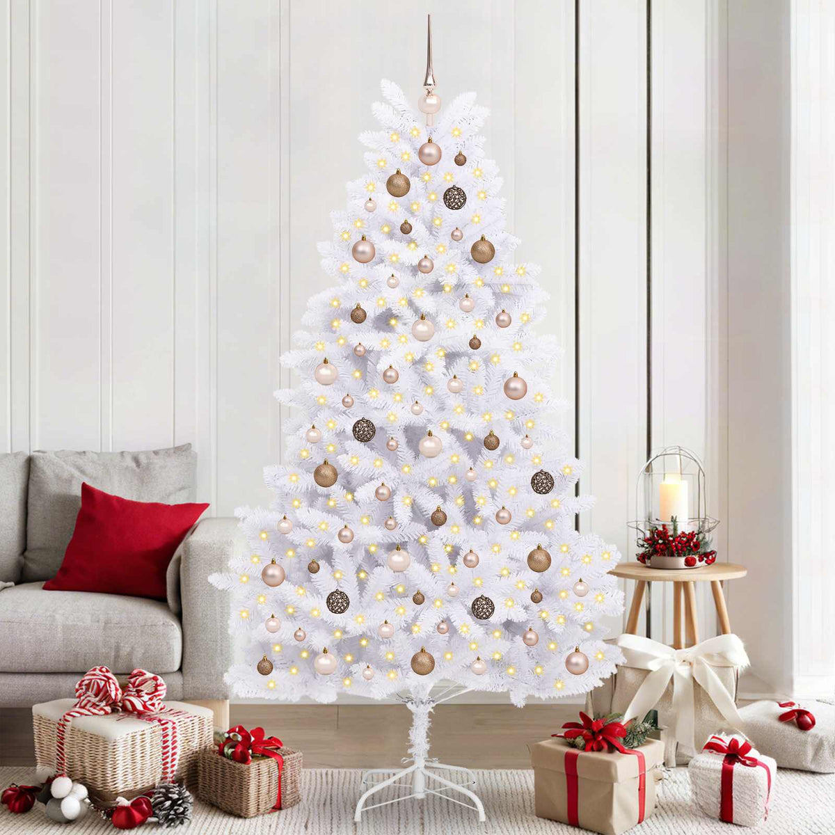 Kunstkerstboom 210 cm PVC en staal Wit is nu te koop bij PeponiXL, paradijselijk wonen!