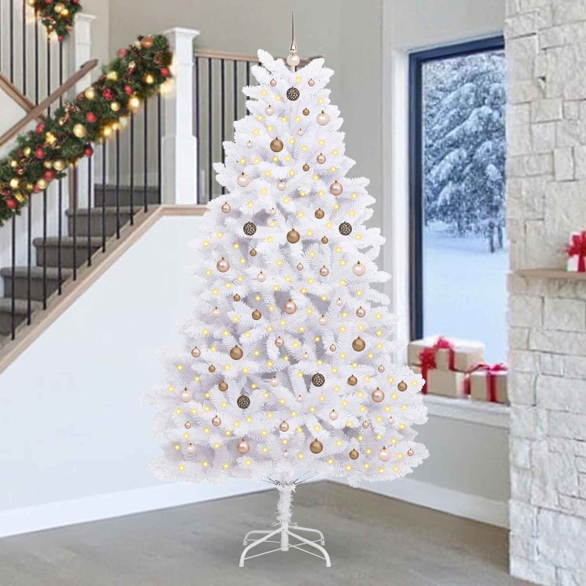 Kunstkerstboom 270 cm PVC en staal Wit is nu te koop bij PeponiXL, paradijselijk wonen!