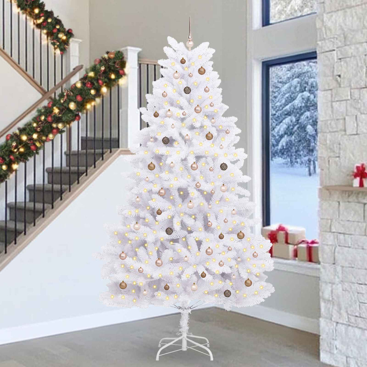 Kunstkerstboom 300 cm PVC en staal Wit is nu te koop bij PeponiXL, paradijselijk wonen!