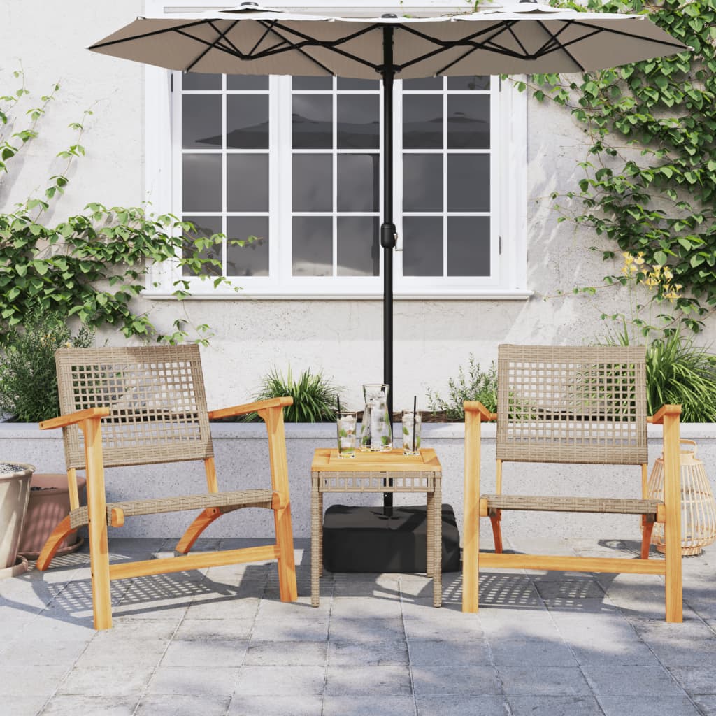3-delige Bistroset poly rattan en massief acaciahout beige is nu te koop bij PeponiXL, paradijselijk wonen!