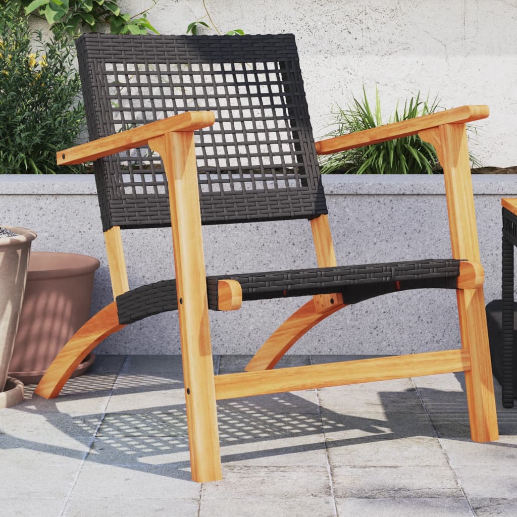 Tuinnstoelen 2 st poly rattan en acaciahout zwart is nu te koop bij PeponiXL, paradijselijk wonen!