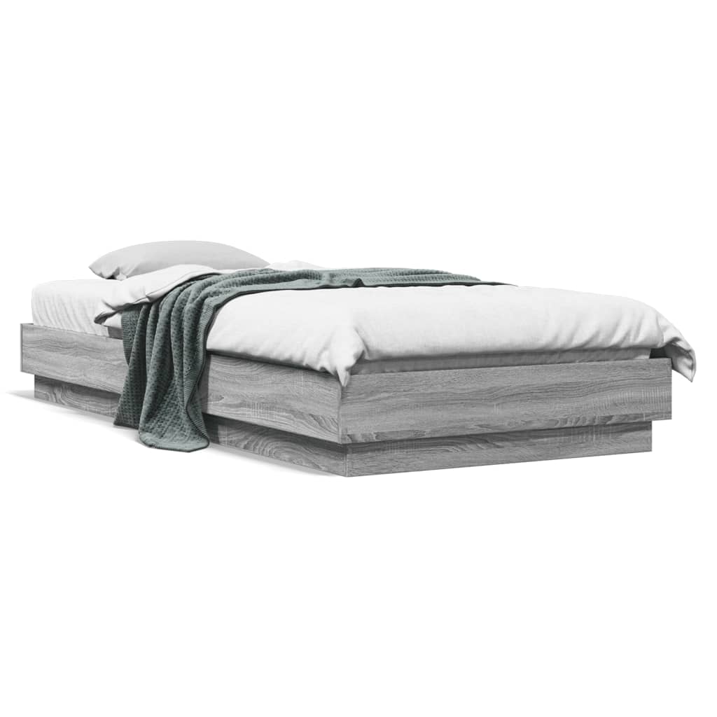 Bedframe met LED-verlichting grijs sonoma eikenkleur 90x200 cm is nu te koop bij PeponiXL, paradijselijk wonen!