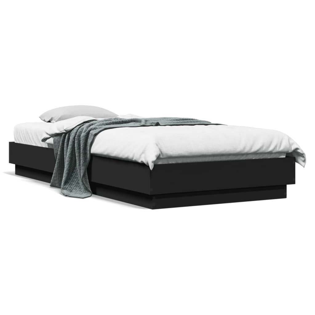 Bedframe bewerkt hout zwart 100x200 cm is nu te koop bij PeponiXL, paradijselijk wonen!