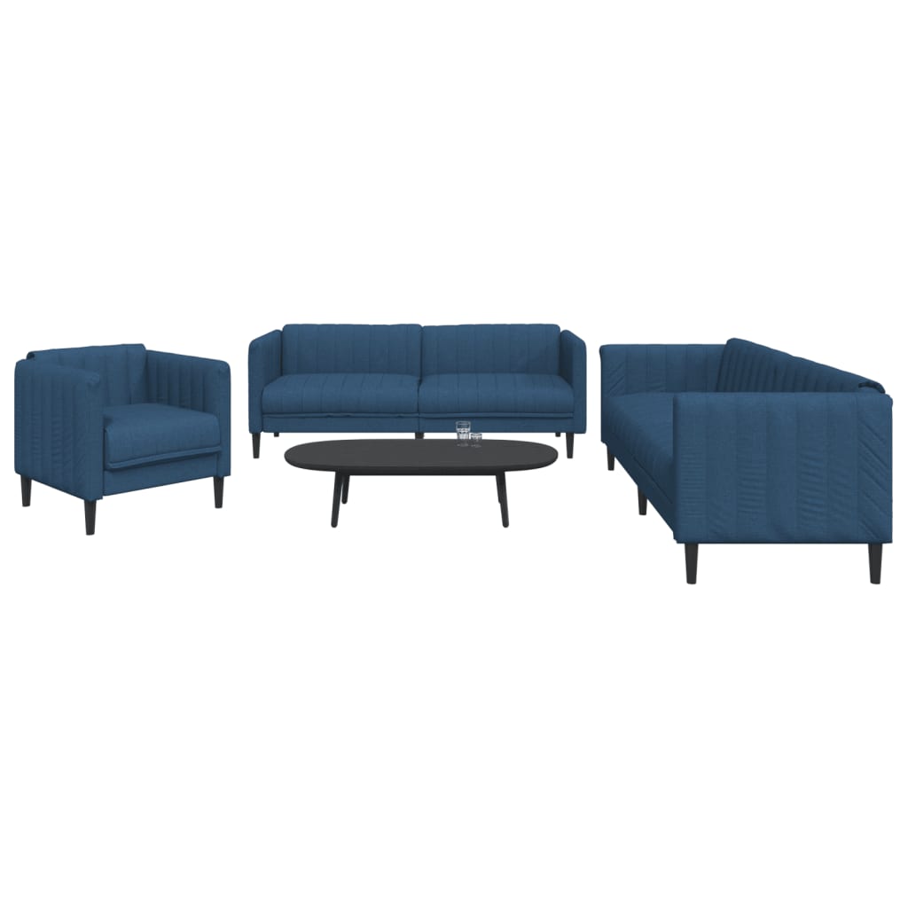 3-delige Loungeset stof blauw is nu te koop bij PeponiXL, paradijselijk wonen!