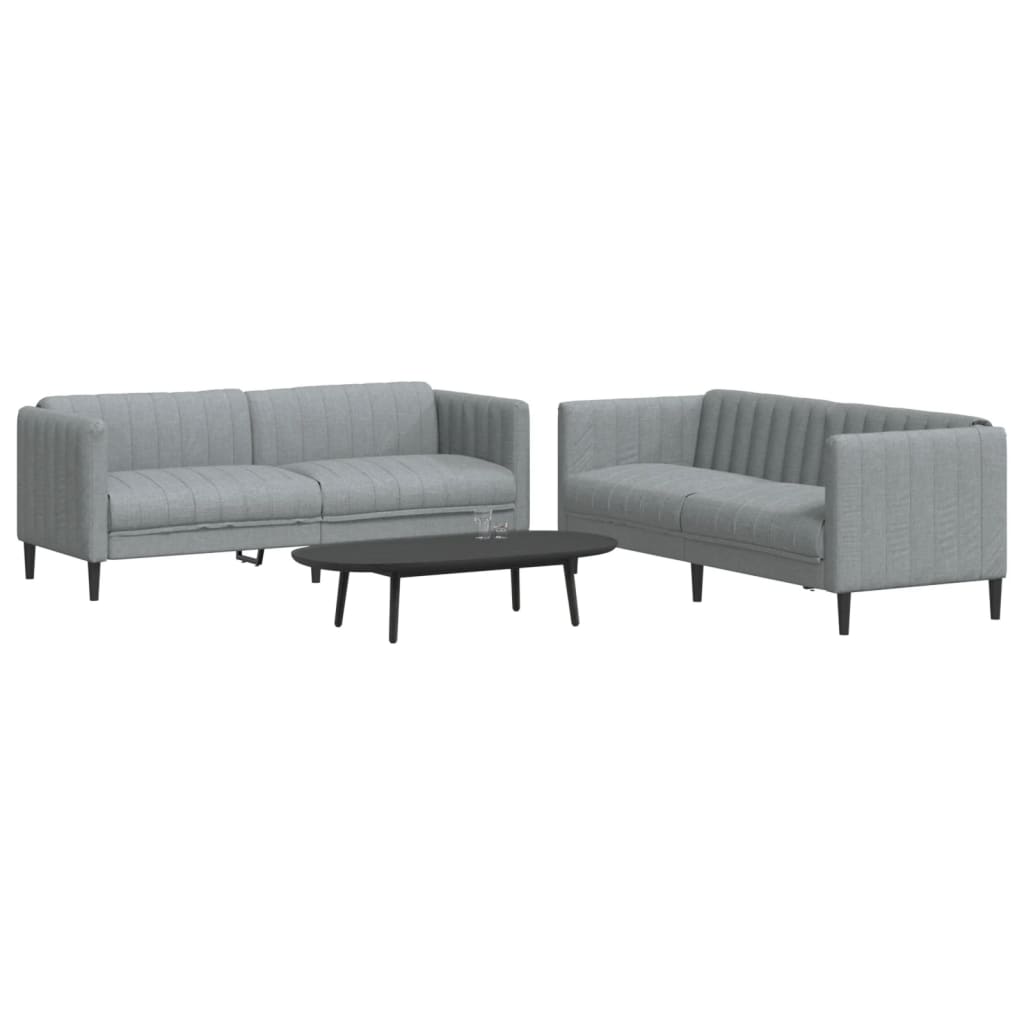 2-delige Loungeset stof lichtgrijs is nu te koop bij PeponiXL, paradijselijk wonen!