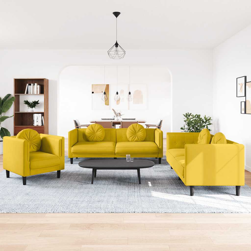3-delige Loungeset met kussens fluweel geel is nu te koop bij PeponiXL, paradijselijk wonen!
