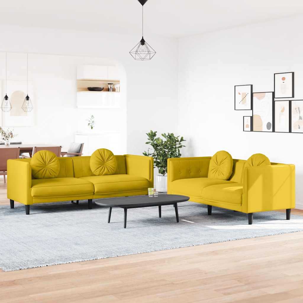 2-delige Loungeset met kussens fluweel geel is nu te koop bij PeponiXL, paradijselijk wonen!