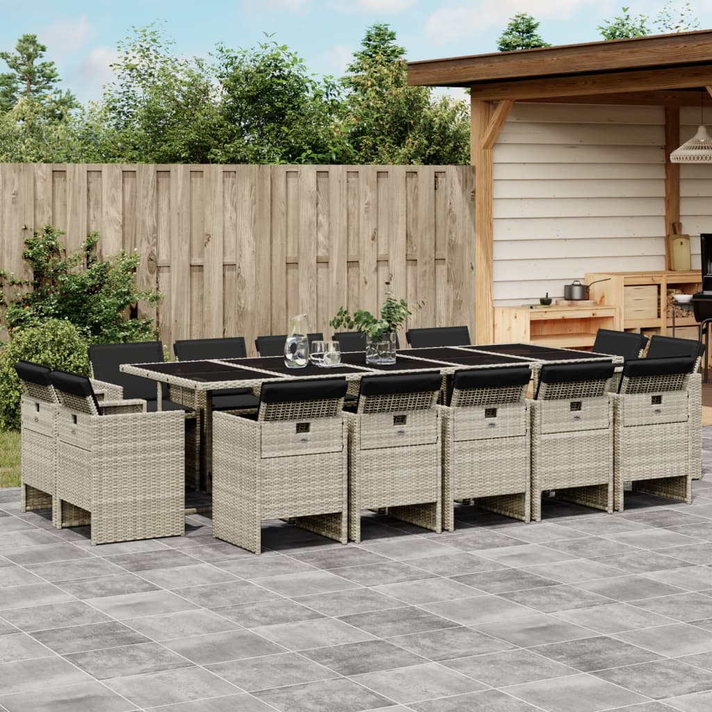 17-delige Tuinset met kussens poly rattan lichtgrijs is nu te koop bij PeponiXL, paradijselijk wonen!