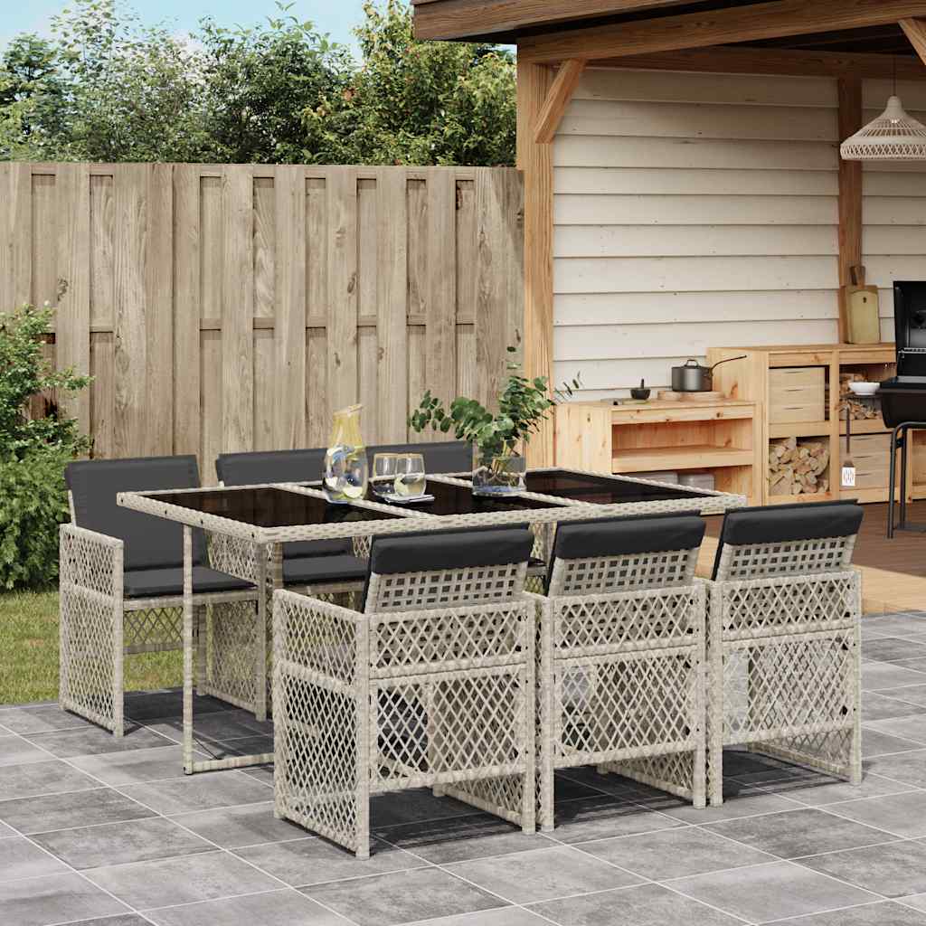 7-delige Tuinset met kussens poly rattan grijs is nu te koop bij PeponiXL, paradijselijk wonen!