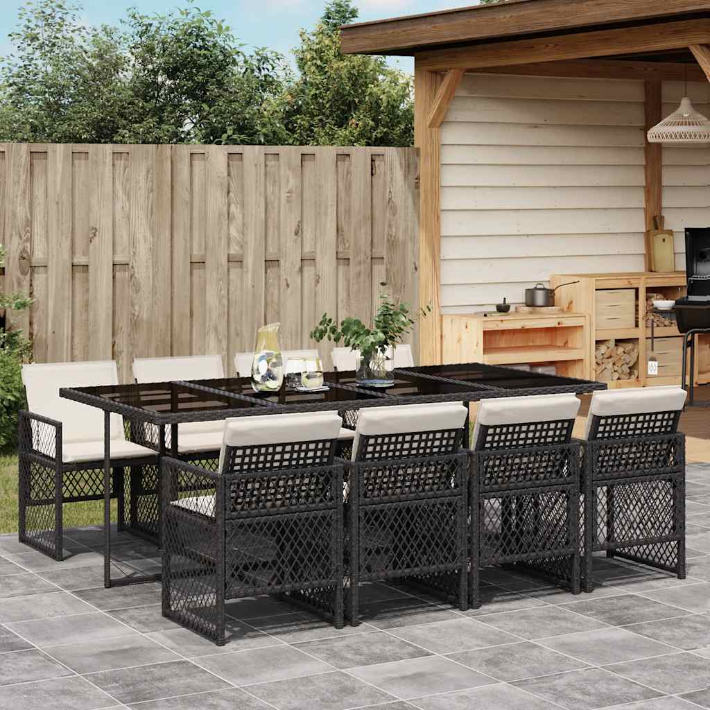 9-delige Tuinset poly rattan zwart is nu te koop bij PeponiXL, paradijselijk wonen!