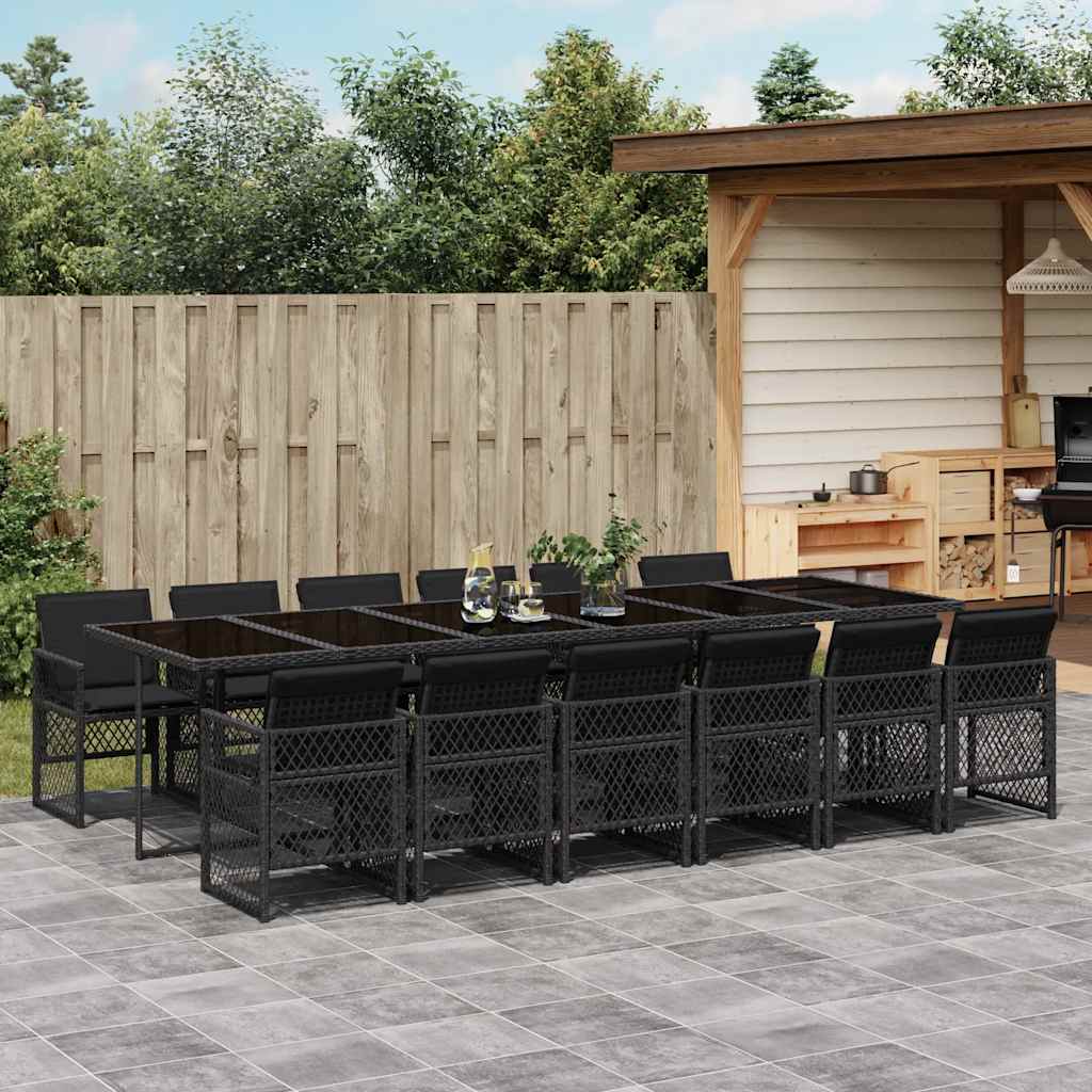 13-delige Tuinset met kussens poly rattan zwart is nu te koop bij PeponiXL, paradijselijk wonen!