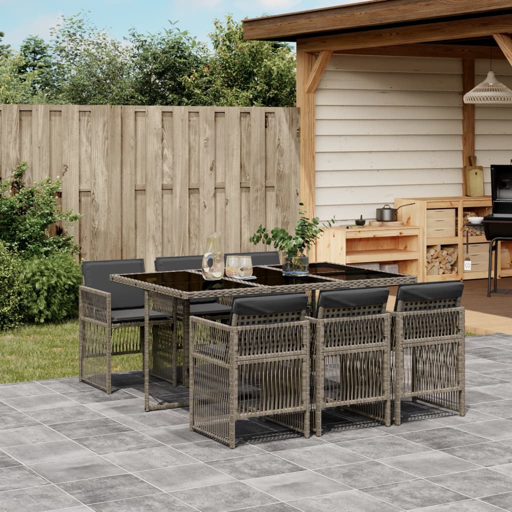 7-delige Tuinset met kussens poly rattan grijs is nu te koop bij PeponiXL, paradijselijk wonen!