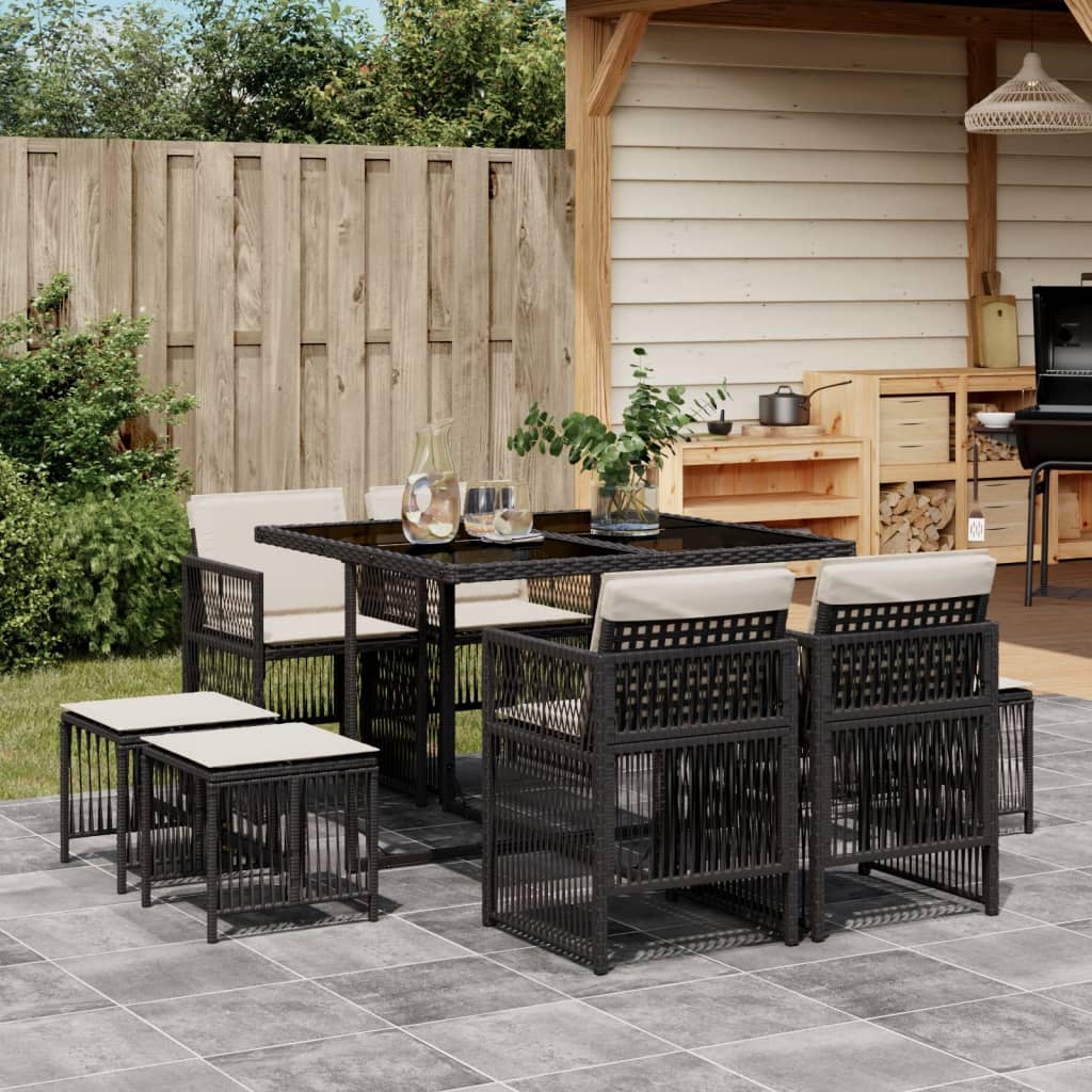 9-delige Tuinset poly rattan zwart is nu te koop bij PeponiXL, paradijselijk wonen!