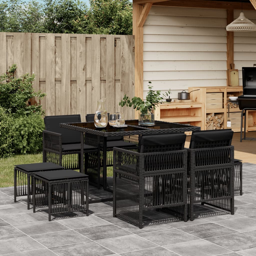 9-delige Tuinset poly rattan zwart is nu te koop bij PeponiXL, paradijselijk wonen!
