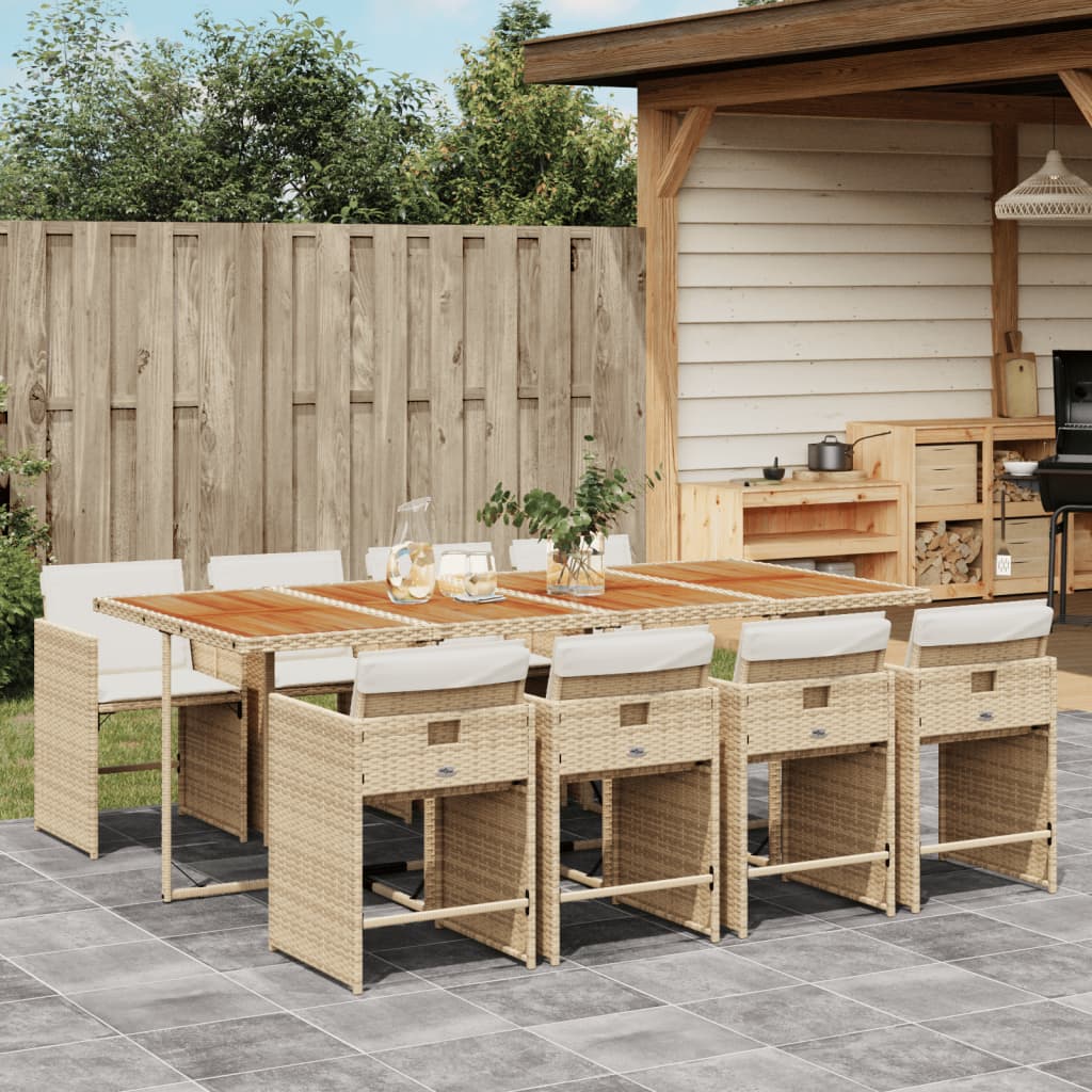 9-delige Tuinset met kussens poly rattan beige is nu te koop bij PeponiXL, paradijselijk wonen!