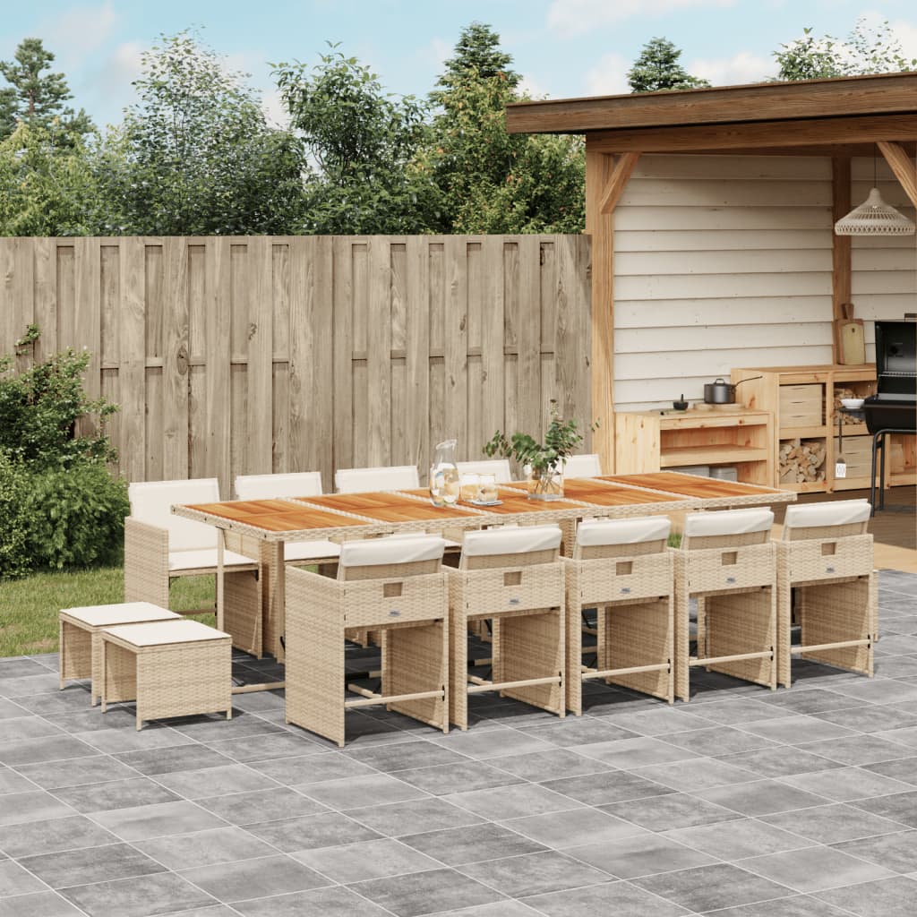 15-delige Tuinset met kussens poly rattan beige is nu te koop bij PeponiXL, paradijselijk wonen!