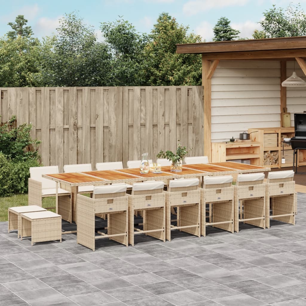 17-delige Tuinset met kussens poly rattan beige is nu te koop bij PeponiXL, paradijselijk wonen!