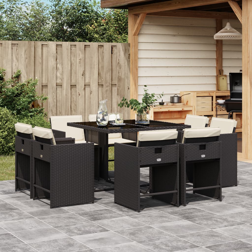 9-delige Tuinset poly rattan zwart is nu te koop bij PeponiXL, paradijselijk wonen!