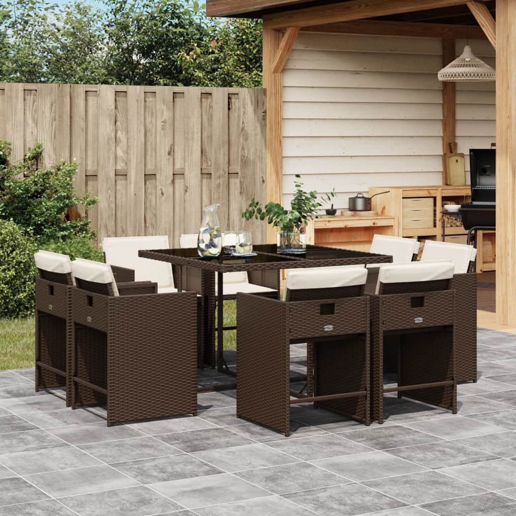 9-delige Tuinset met kussens poly rattan bruin is nu te koop bij PeponiXL, paradijselijk wonen!