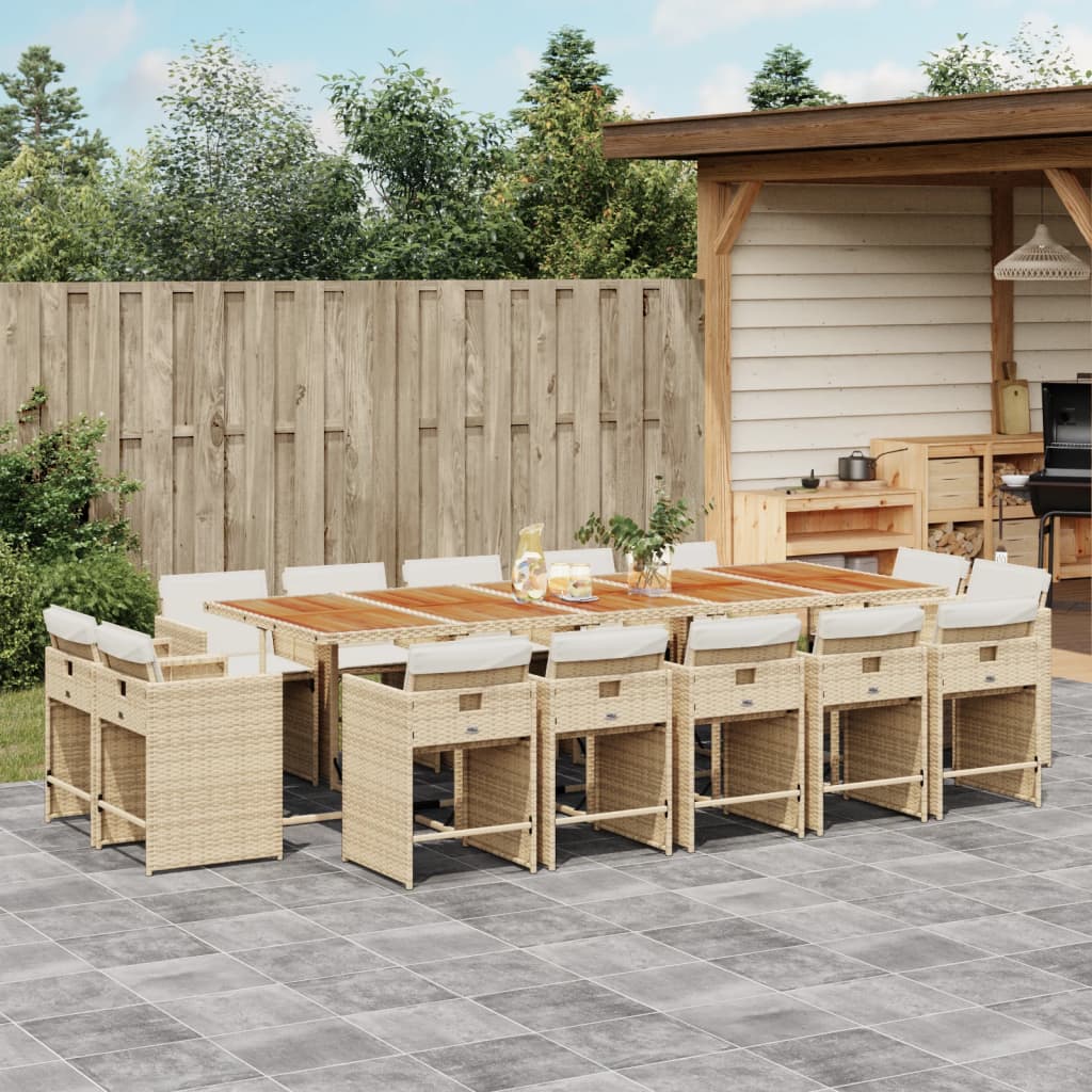 15-delige Tuinset met kussens poly rattan beige is nu te koop bij PeponiXL, paradijselijk wonen!