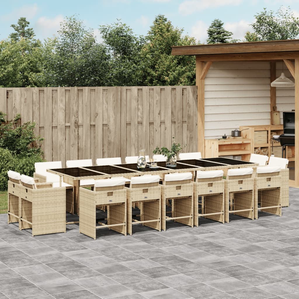 17-delige Tuinset met kussens poly rattan beige is nu te koop bij PeponiXL, paradijselijk wonen!
