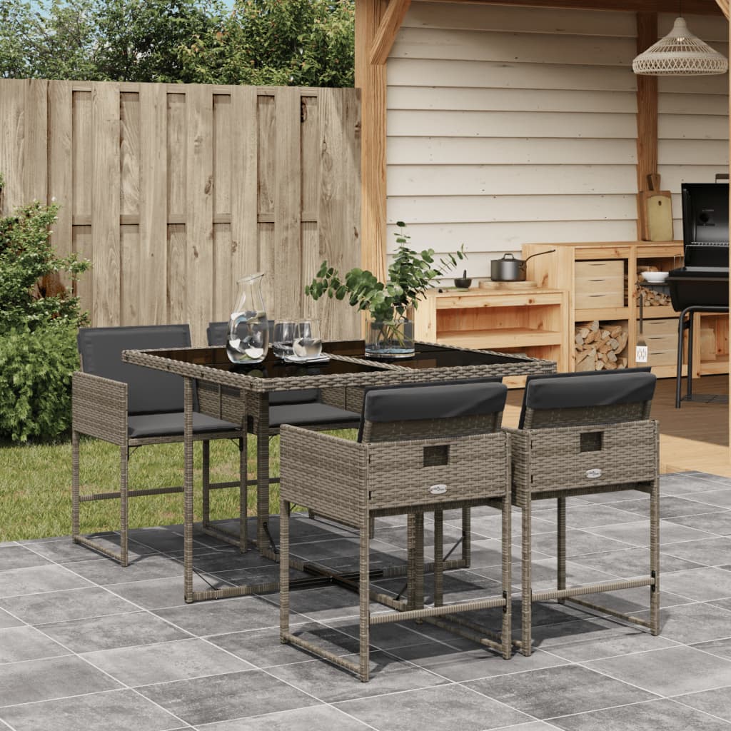 5-delige Tuinset met kussens poly rattan grijs is nu te koop bij PeponiXL, paradijselijk wonen!