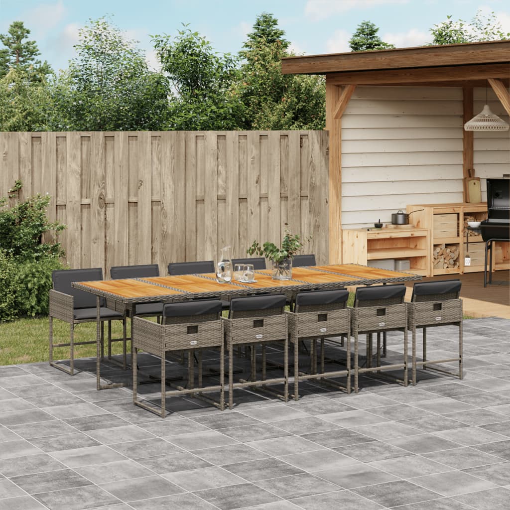 11-delige Tuinset met kussens poly rattan grijs is nu te koop bij PeponiXL, paradijselijk wonen!