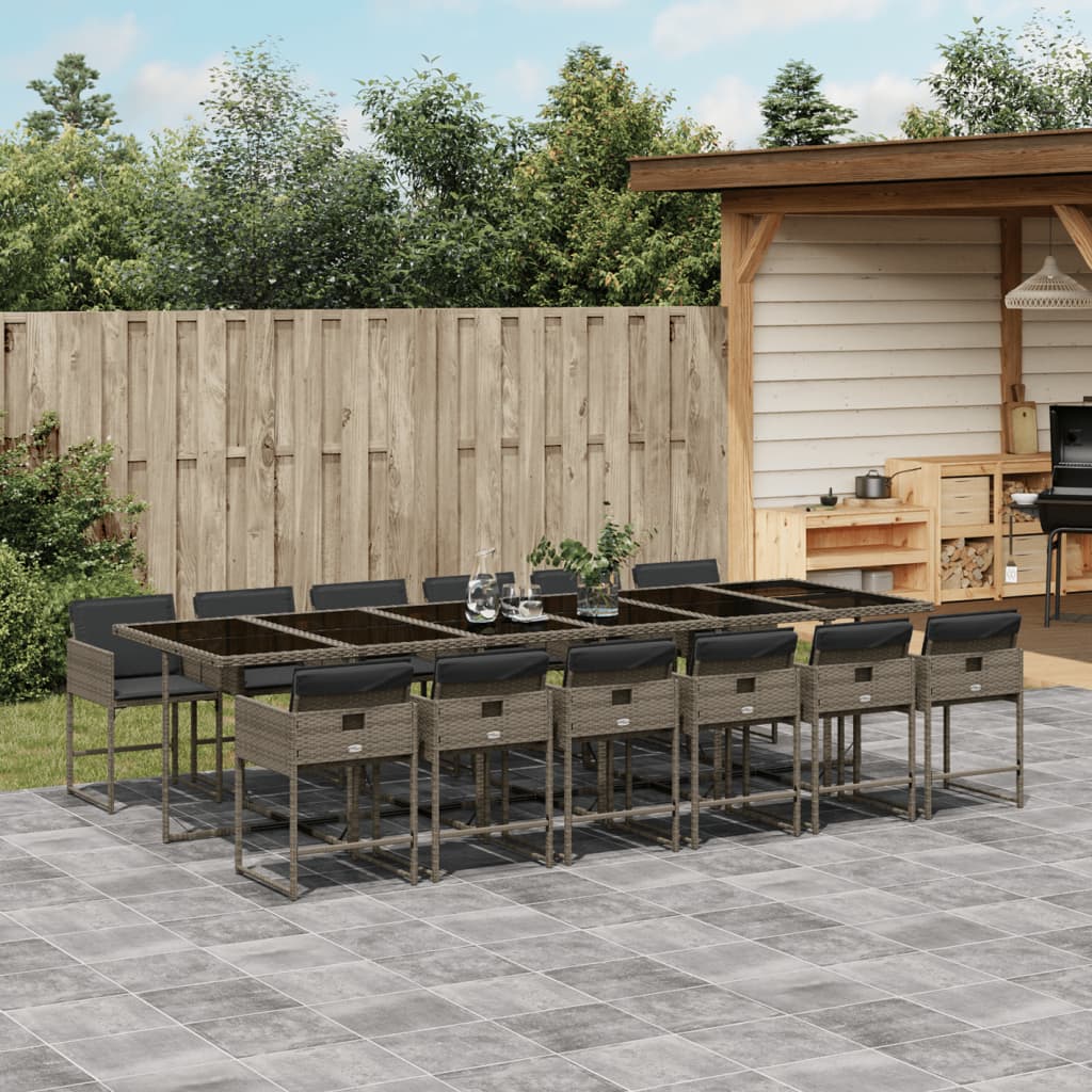 13-delige Tuinset met kussens poly rattan grijs is nu te koop bij PeponiXL, paradijselijk wonen!