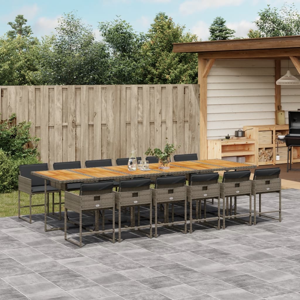 13-delige Tuinset met kussens poly rattan grijs is nu te koop bij PeponiXL, paradijselijk wonen!