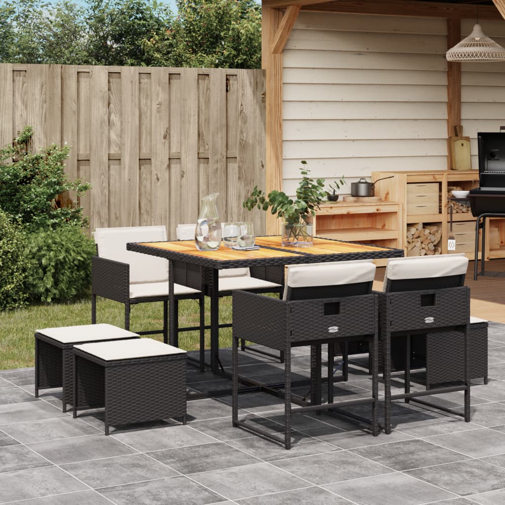 9-delige Tuinset poly rattan zwart is nu te koop bij PeponiXL, paradijselijk wonen!