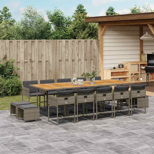 15-delige Tuinset met kussens poly rattan grijs is nu te koop bij PeponiXL, paradijselijk wonen!